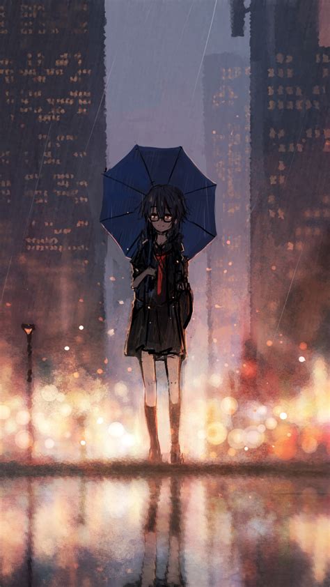 1080x1920 Anime Girl Rain Umbrella Iphone 76s6 Plus