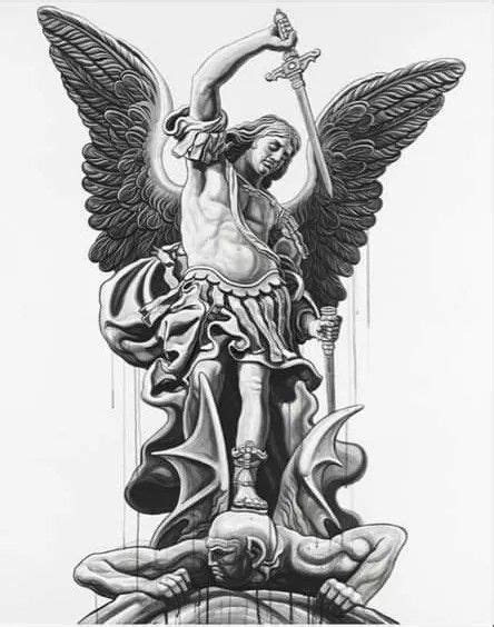Archangel Michael Tattoo St Michael Tattoo Tattoo Outline Drawing