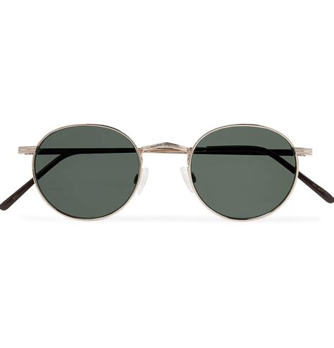 moscot dov round frame gold tone sunglasses in metallic for men lyst