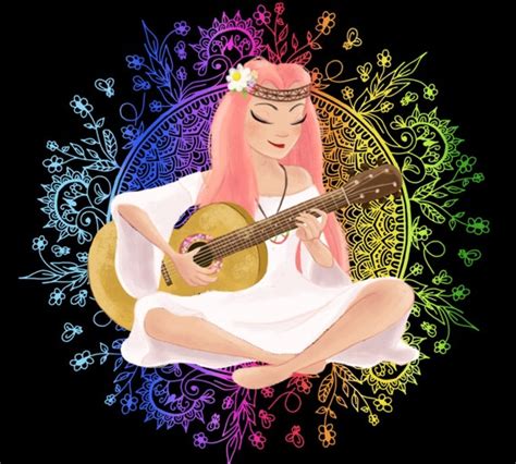 Items Similar To Hippie Girl Illustration Digital Art Print On Etsy