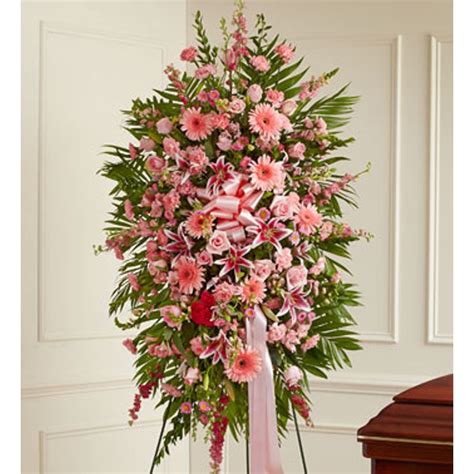 Pink Sympathy Standing Spray Elegant Flowers Fresno Florists Flowers