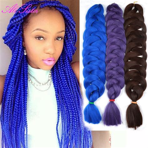 Box dutch braids hairstyle up to 1 month. blue color Kanekalon Jumbo bulk jumbo braid hair crochet ...