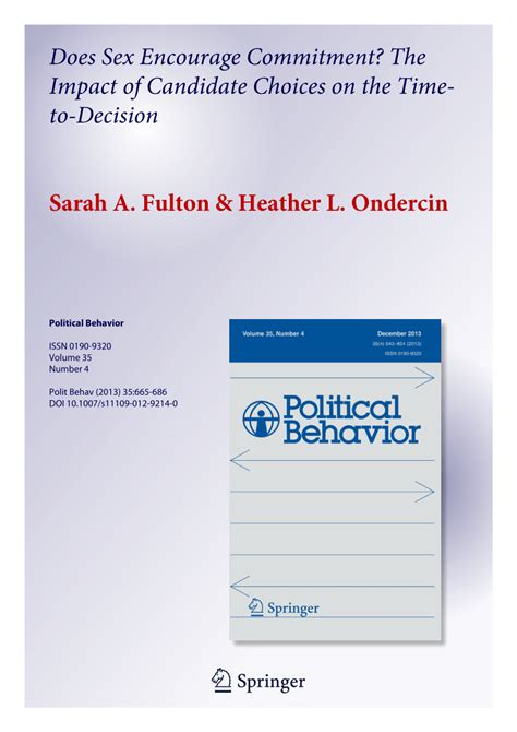 Pdf Does Sex Encourage Commitment The Impact Of Candidate Choices On