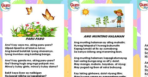 Mga Bahagi Ng Pananalita Chart Mga Tulang Pambata Im S Filipino Deped