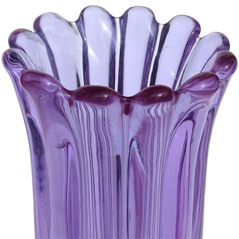 Seguso Murano Sommerso Purple Blue Alexandrite Italian Art Glass Flower Vase For Sale At 1stdibs