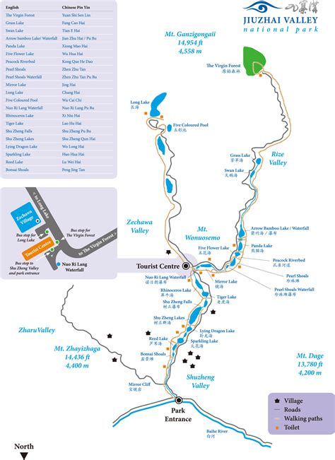 Map Jiuzhai Valley National Park