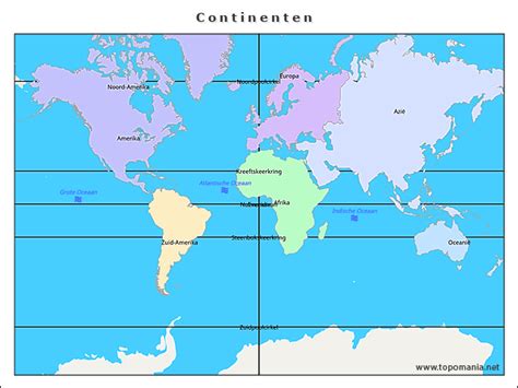Topografie Continenten