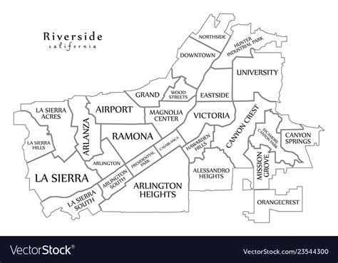 Modern City Map Riverside California City Of Vector Image