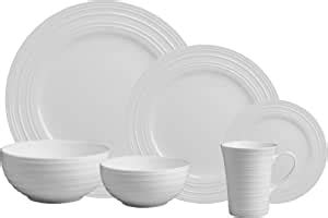 Mikasa Swirl White 36 Pc Bone China Dinnerware Set Service For 6