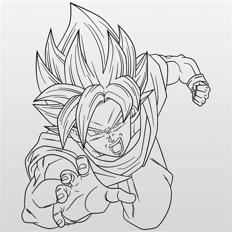 Super Saiyan Blue Goku 3 Line Art By Aubreiprince On Deviantart