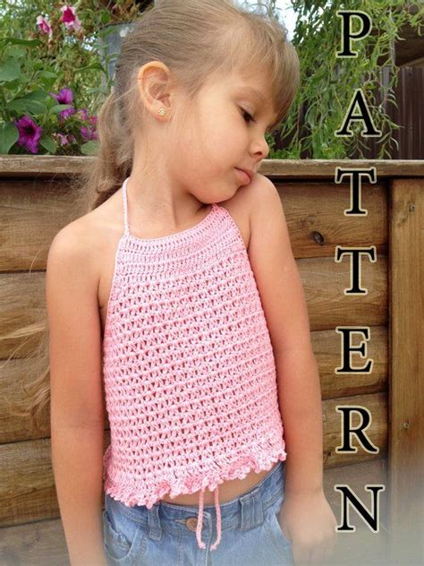 Pattern Crochet Top Pink Toddler Crop Top Open Back Halter Top Etsy