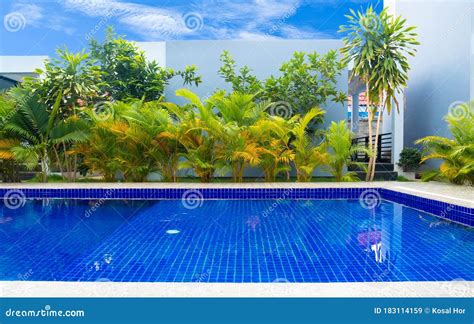 Swimming Pool In Resort With Blue Sky Background Resort Hotel