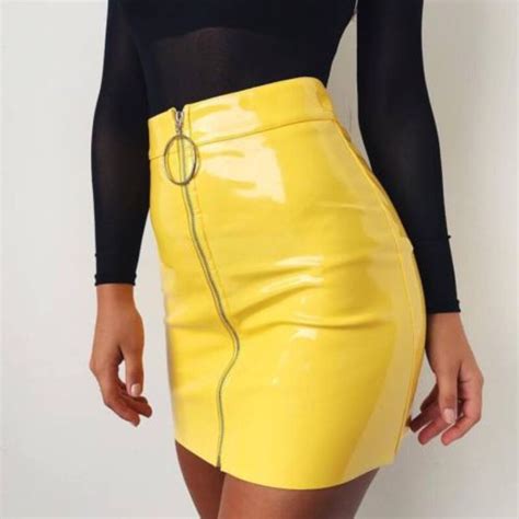 free shipping 2019 sexy pencil skirts women zipper high waist skirt solid pu leather skirt