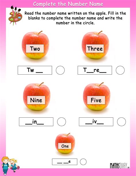 Complete The Number Names Math Worksheets