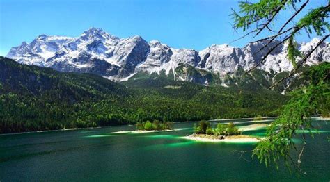 Lake Mountain Forest Nature Landscape Emerald Water Snowy Peak