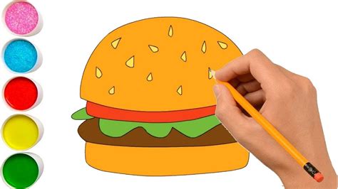 How To Draw A Cute Cheeseburger For Children 귀여운 치즈 버거를 그리는 방법 एक