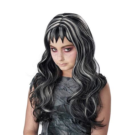 Vampire Wig S Girls Gothic Streaks Wig Blackgray Wigs Synthetic Hair