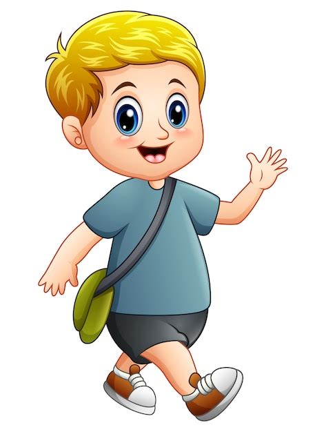 Premium Vector Cute Boy Cartoon Walking