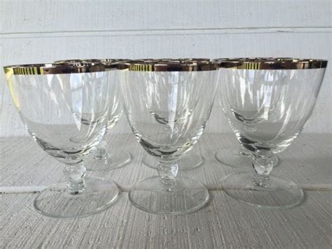 6 Vintage Water Goblets Silver Rim Wine Glasses Vintage Thorpe Etsy Wine Glasses Rim Silver