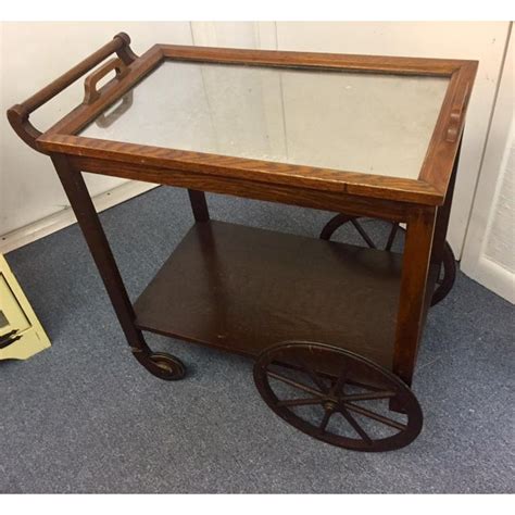 The cart features a removable top tray that functions as a serving tray. 1960s Mid-Century Modern Bar Cart With Wagon Wheels and ...
