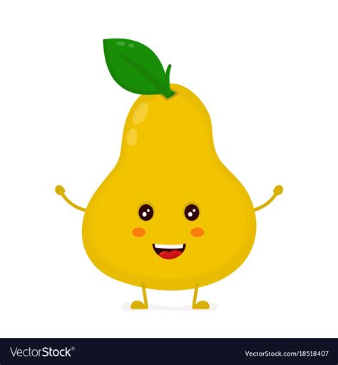 Happy Cute Smiling Funny Pear Flat Royalty Free Vector Image