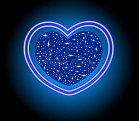 Neon Heart With Center Heart And Stars Stock Illustration