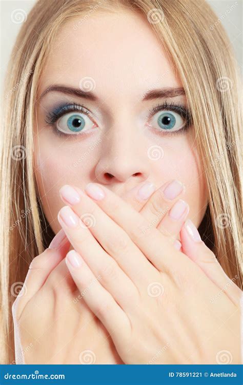 Amazed Woman Covering Her Mouth With Hands Stock Image Image Of Hand