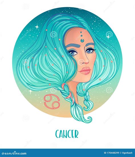 Illustration Of Cancer Astrological Sign As A Beautiful Girl Zodiac