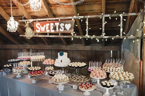 Cocoa And Fig Barn Wedding Mini Dessert Table And 2 Tier Cake For