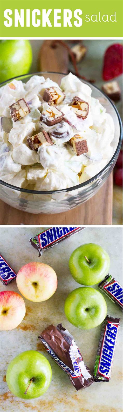In a medium serving bowl, dump chopped apples & candy bar pieces. Snickers Salad Recipe - Snickers Apple Salad - Taste and Tell | Recipe | Snickers salad, Snicker ...