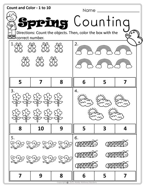 Spring Math Counting Printables For Prekindergarten And Kindergarten