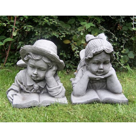 Large Boy With Book Hand Cast Stone Garden Ornament Statue