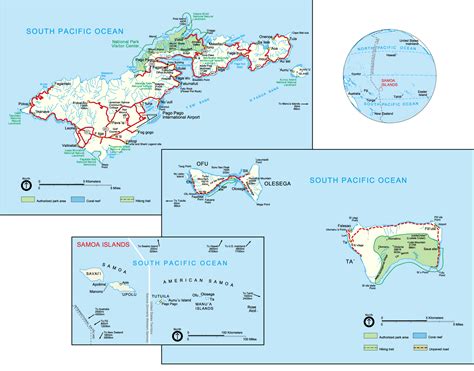 Large Detailed Political Map Of American Samoa With Cities And Roads