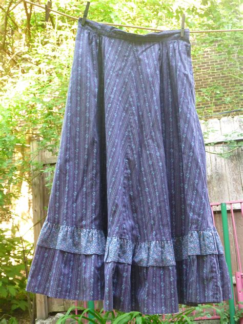 Romantic Ruffled Vintage Prairie Skirt With Calf Grazing Hem Model