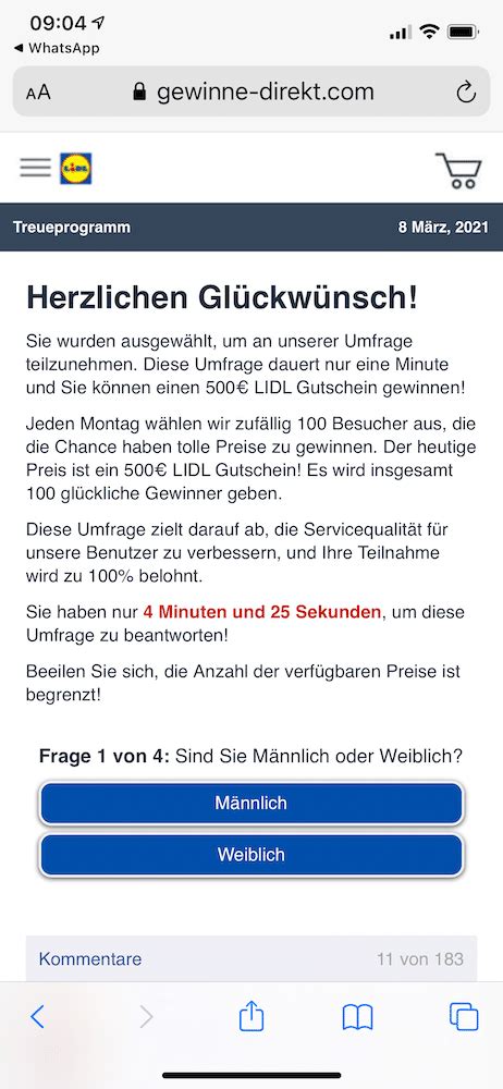 Viele kettenbriefe tauchen in unregelmässigen abständen immer wieder auf. Lidl-Gutschein im Wert von 500 Euro durch WhatsApp ...