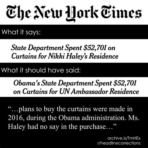 Fake News Ny Times Blames Nikki Haley For Obama S State Department Curtains