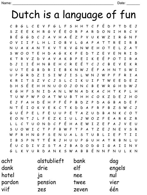 Dutch Is A Language Of Fun Word Search WordMint