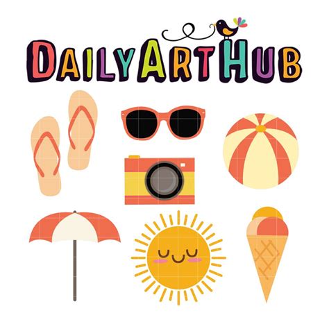 Lovely Summer Things Clip Art Set Daily Art Hub Graphics