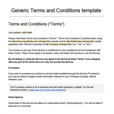Free 13 Terms And Conditions Samples In Pdf Ms Word