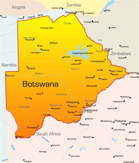 Botswana Map Showing Attractions And Accommodation
