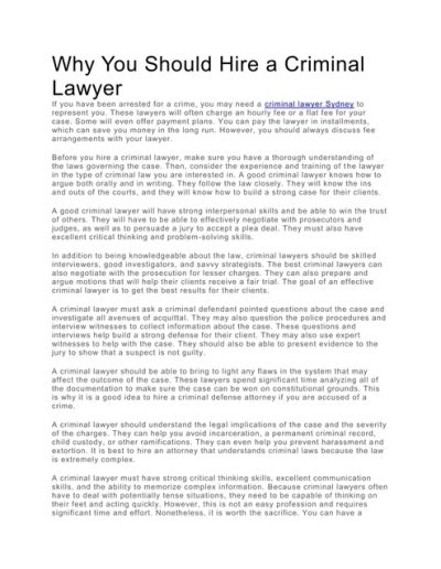 Why You Should Hire A Criminal Lawyer