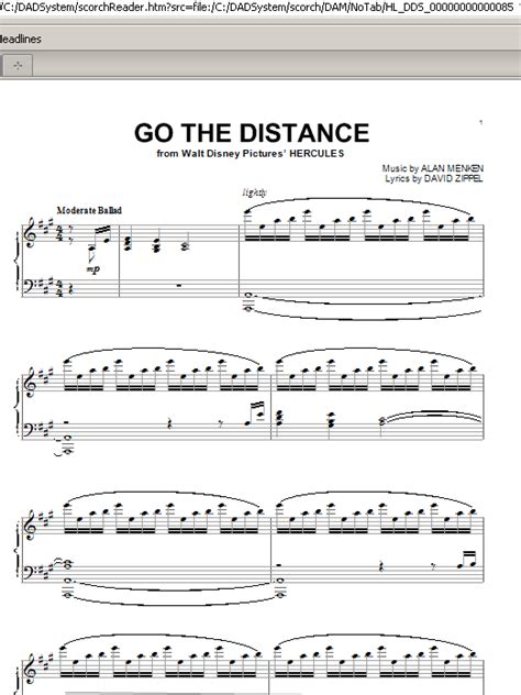 Where a hero's welcome would be waiting for me. Go The Distance | Sheet Music Direct