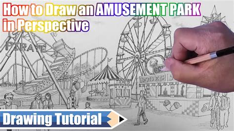 How To Draw An Amusement Park In Perspective Youtube