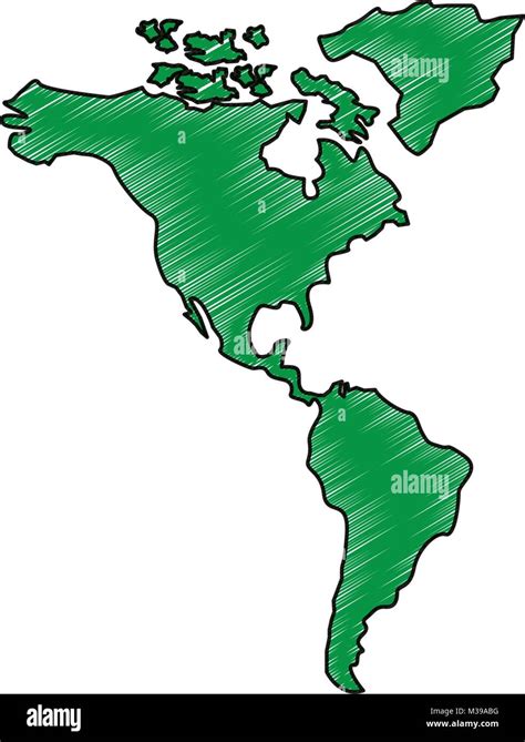 Mapa De América Del Norte Y Del Sur Continente Imagen Vector De Stock