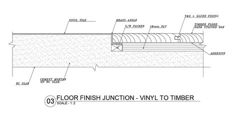 Floor Finish Junction Vinyl To Timber Detail In Autocad 2d Drawing Dwg