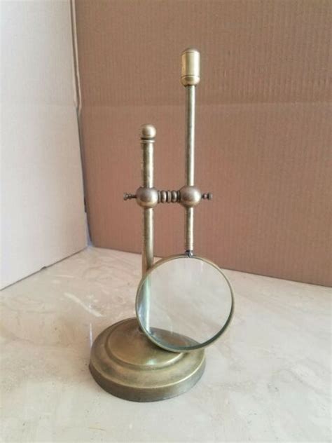 Vintage Solid Brass Magnifying Glass With Stand Ebay
