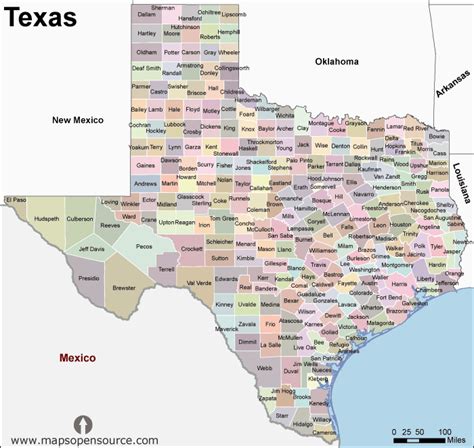 Free Texas Counties Map Counties Map Of Texas State Usa