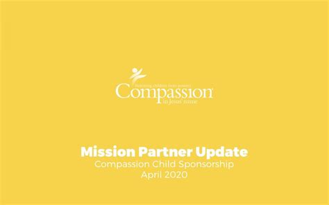 Mission Partner Update Compassion April 2020 Discover New Life
