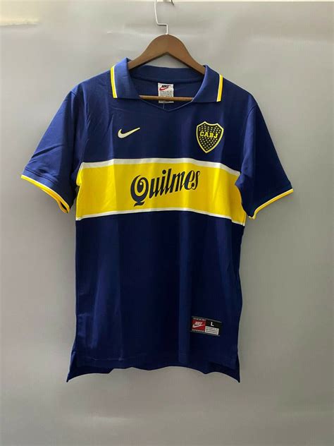 Retro Boca Juniors Home Soccer Jersey 19971998 Men Adult Maradona 10