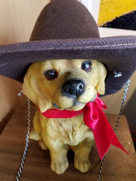 Cute Dog Statue With Cowboy Hat Dog Statue Cute Dogs Cowboy Hats
